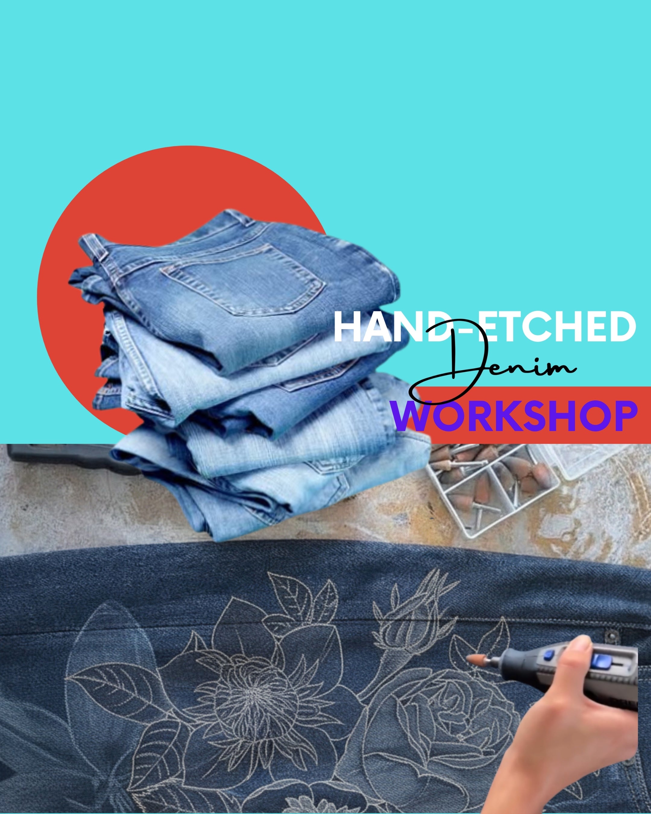 Hand-etched denim workshop