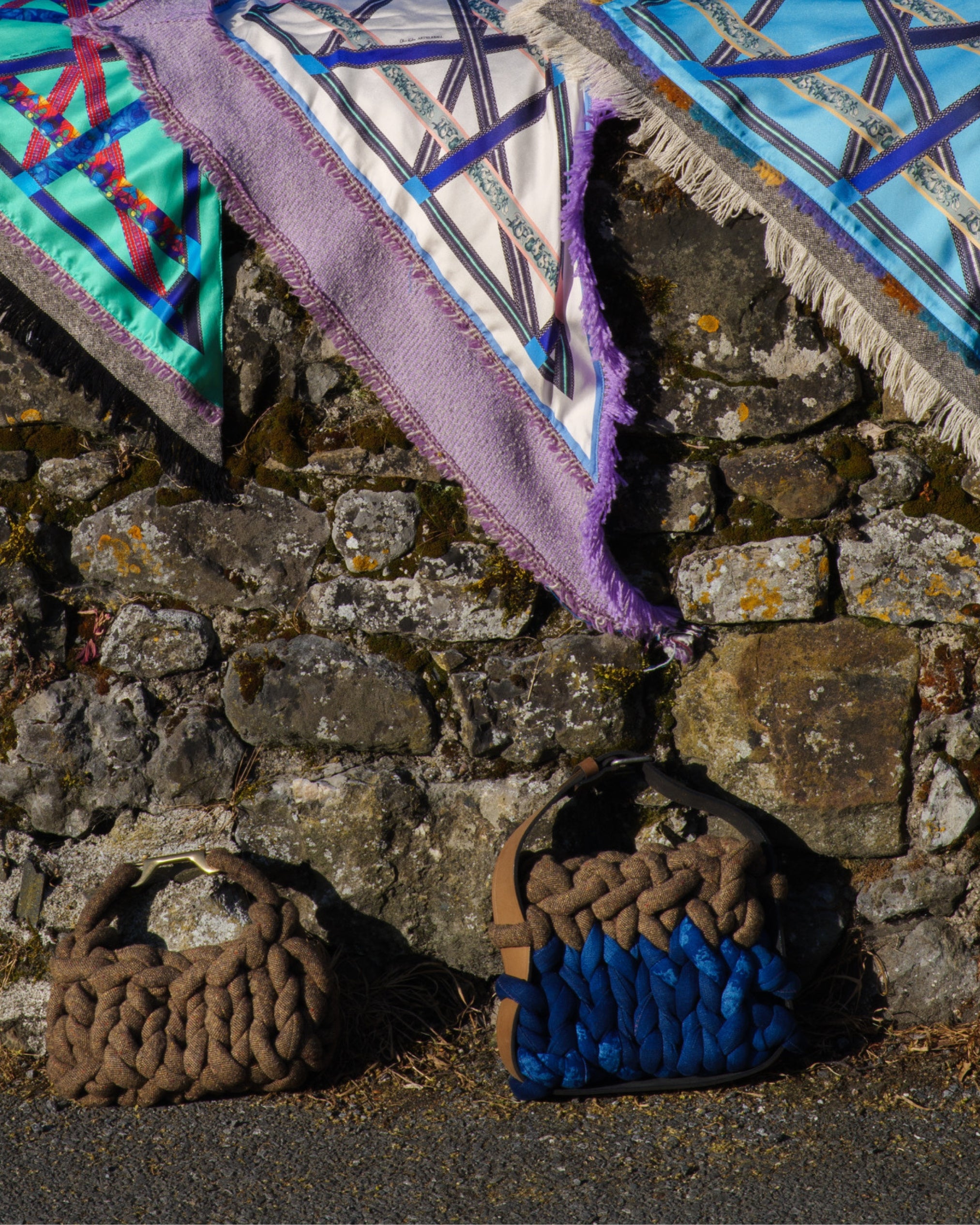 Braided Donegal Tweed-Denim Bag